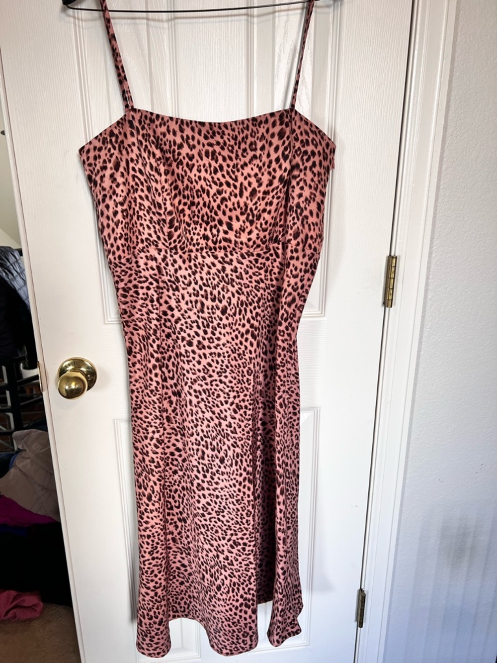re:named Pink and Black Leopard Slip Midi Dress
